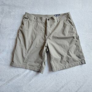 Kuhl Hiking Shorts Men's Size 38 Khaki Olive Vintage Patina Dye Cargo Shorts